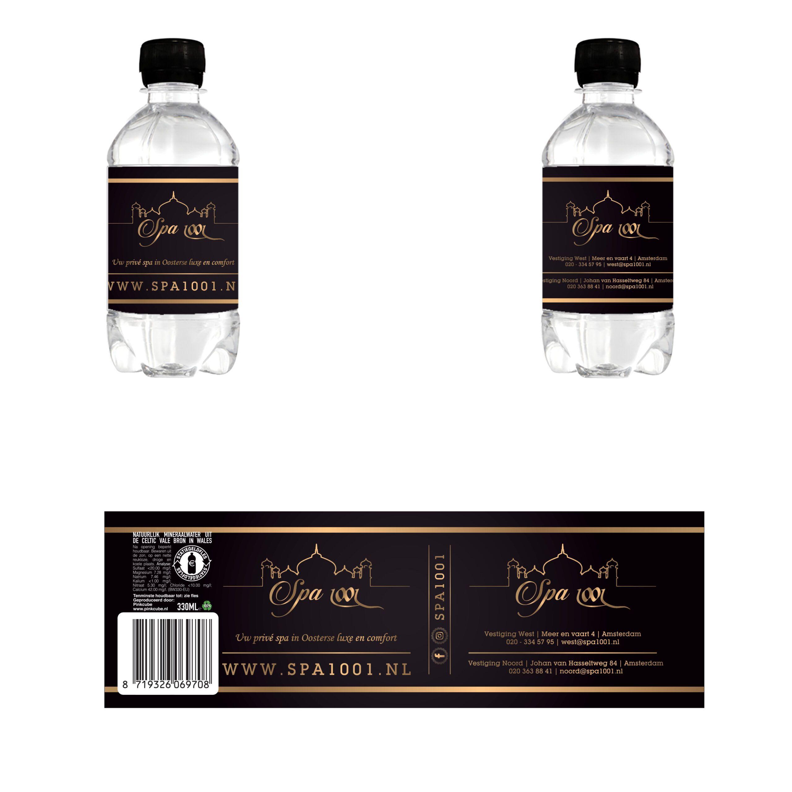 R-PET waterflesjes met platte dop